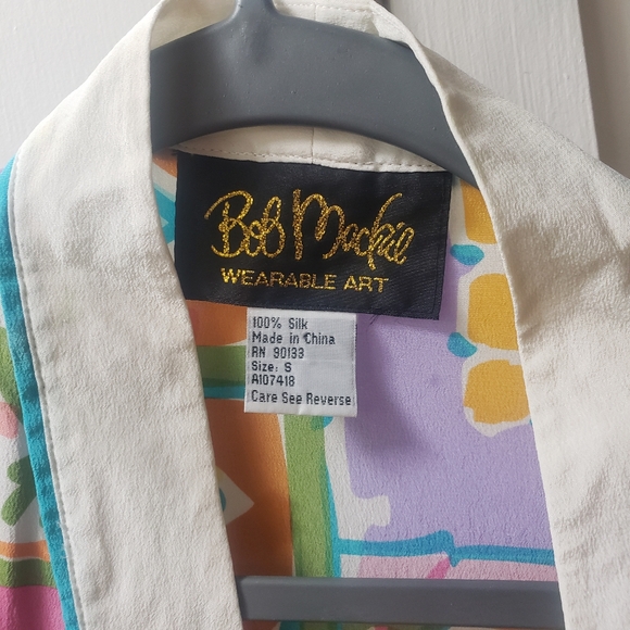 Bob Mackie Wearable Art Silk Open Front Kimono Top Cats Monkeys Fruit Fish sz S - Picture 16 of 16